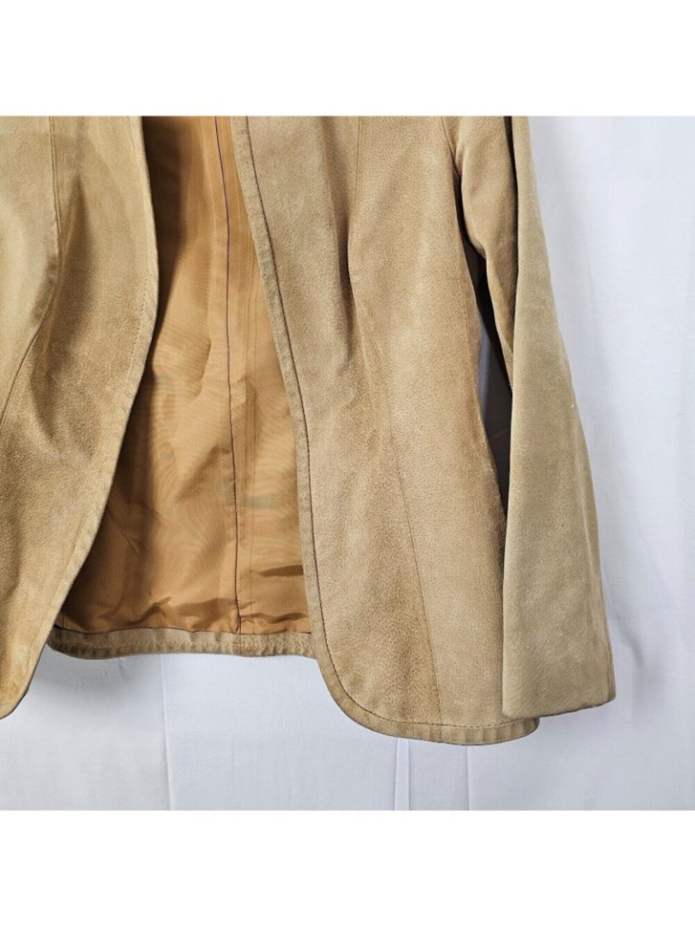 Vintage Wilsons Suede and Leather Jacket Womens 10 Tan Western Coat Streetwear - Picture 9 of 11